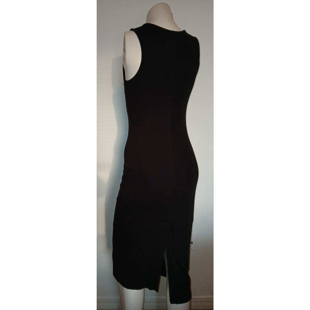 Marine Layer Medium Micro Ribbed Knit Column Dress Black Sleeveless Bodycon - Picture 4 of 5
